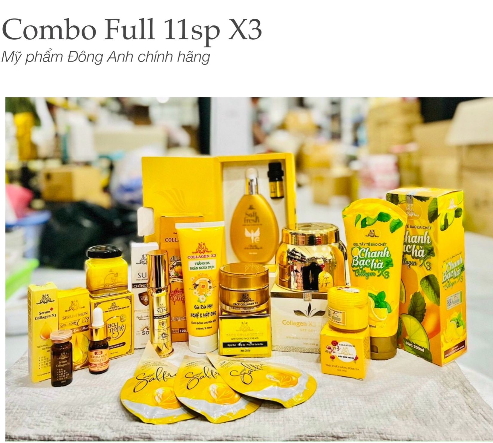 Combo Mỹ phẩm Đông anh Collagen X3 - Full Bộ 11 Sản phẩm BODY và MẶT - Hàng  Chính hãng